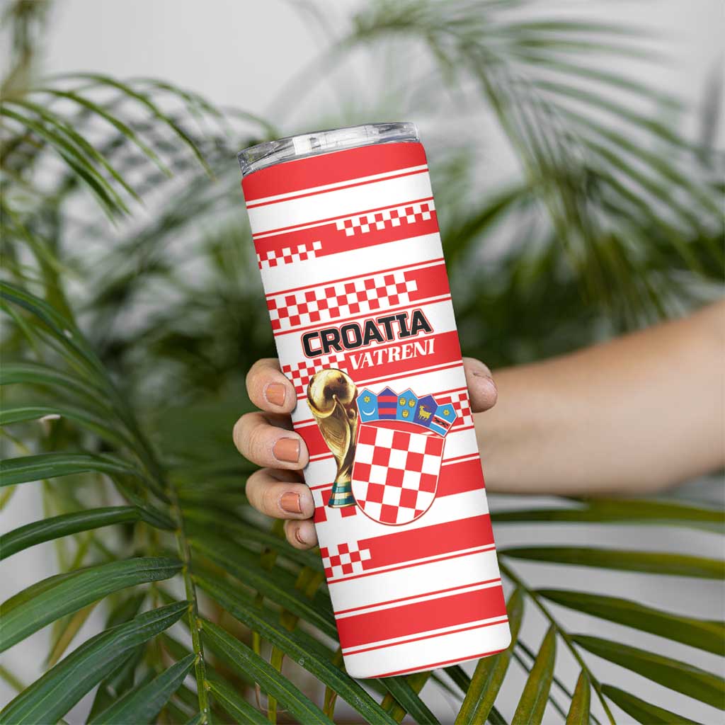 Custom World Football Croatia 2026 Skinny Tumbler Vatreni Hrabar Broj - Wonder Print Shop