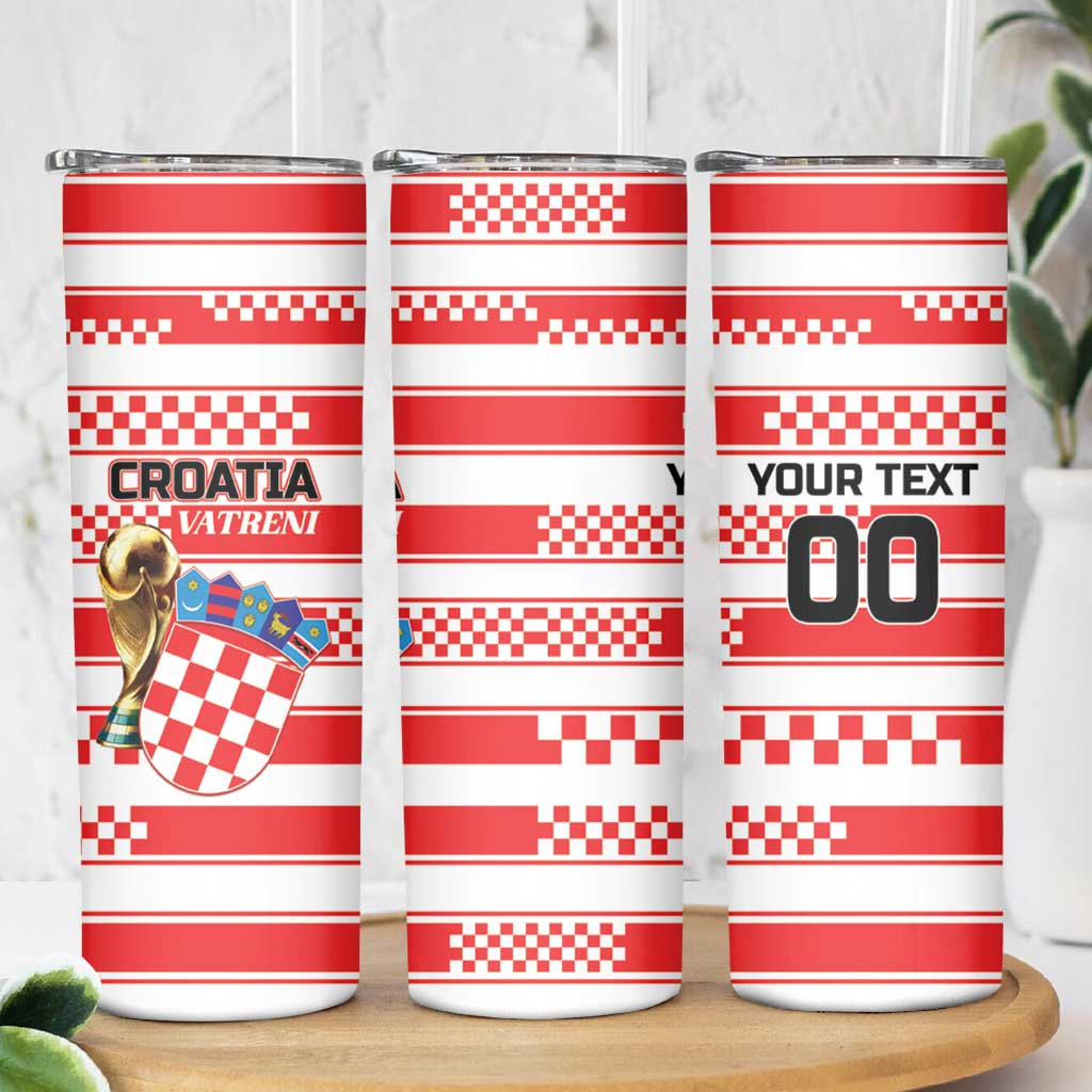 Custom World Football Croatia 2026 Skinny Tumbler Vatreni Hrabar Broj - Wonder Print Shop