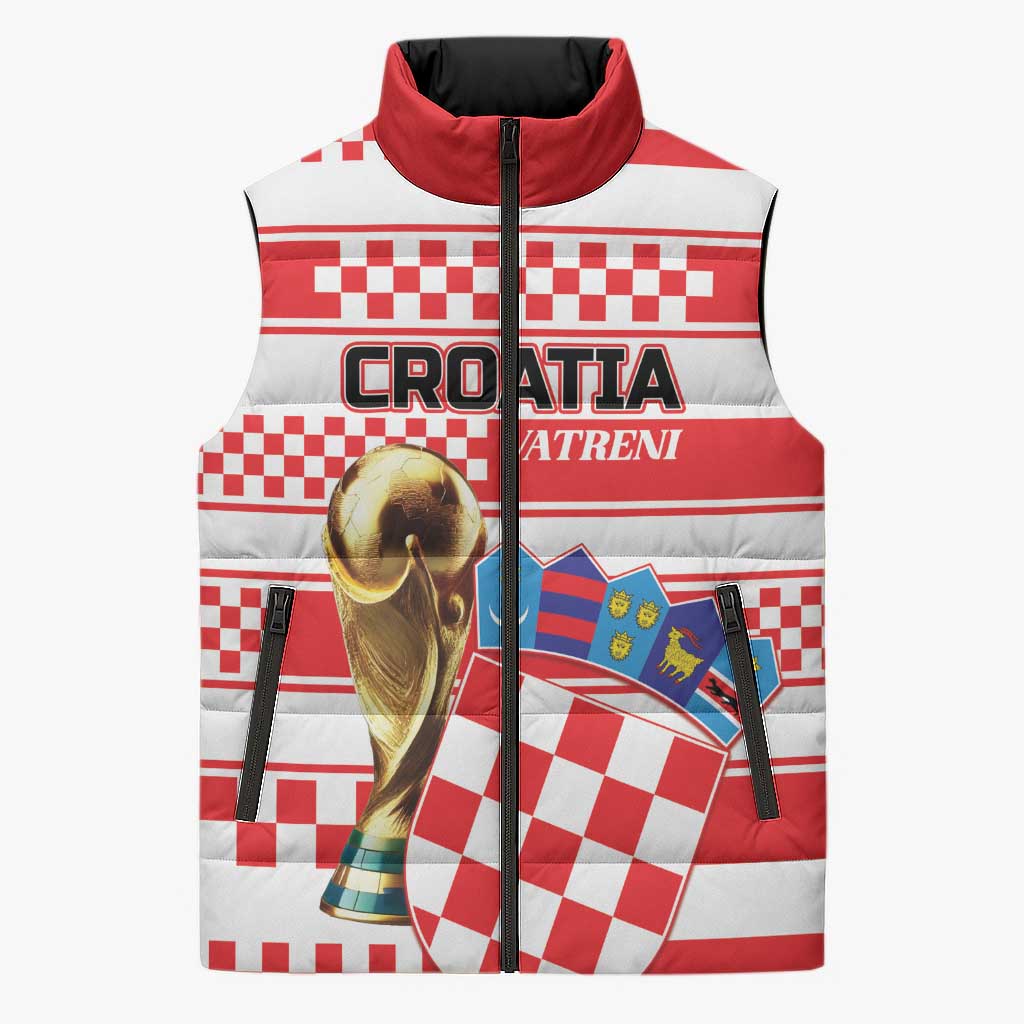 Custom World Football Croatia 2026 Sleeveless Puffer Jacket Vatreni Hrabar Broj - Wonder Print Shop
