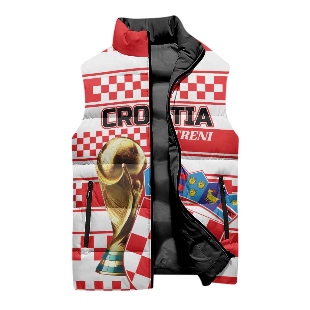 Custom World Football Croatia 2026 Sleeveless Puffer Jacket Vatreni Hrabar Broj - Wonder Print Shop