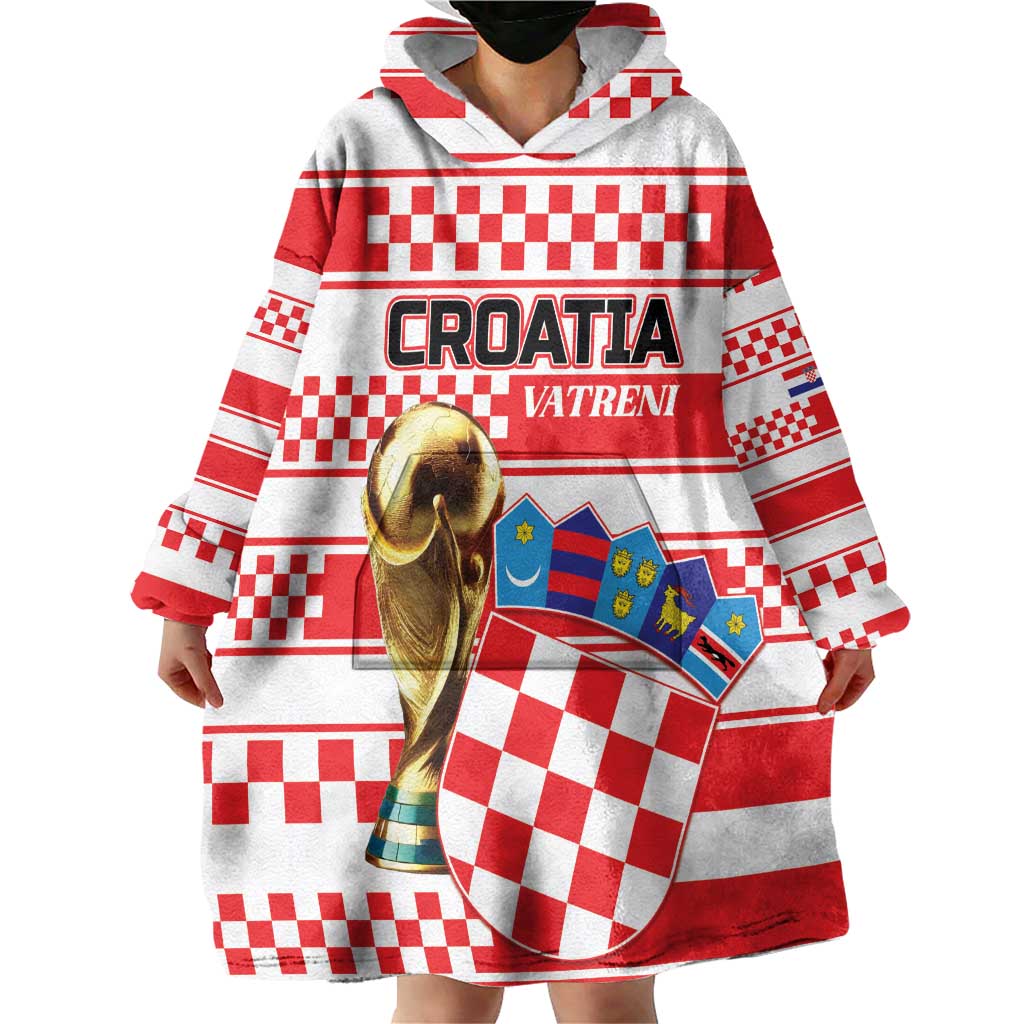 Custom World Football Croatia 2026 Wearable Blanket Hoodie Vatreni Hrabar Broj - Wonder Print Shop