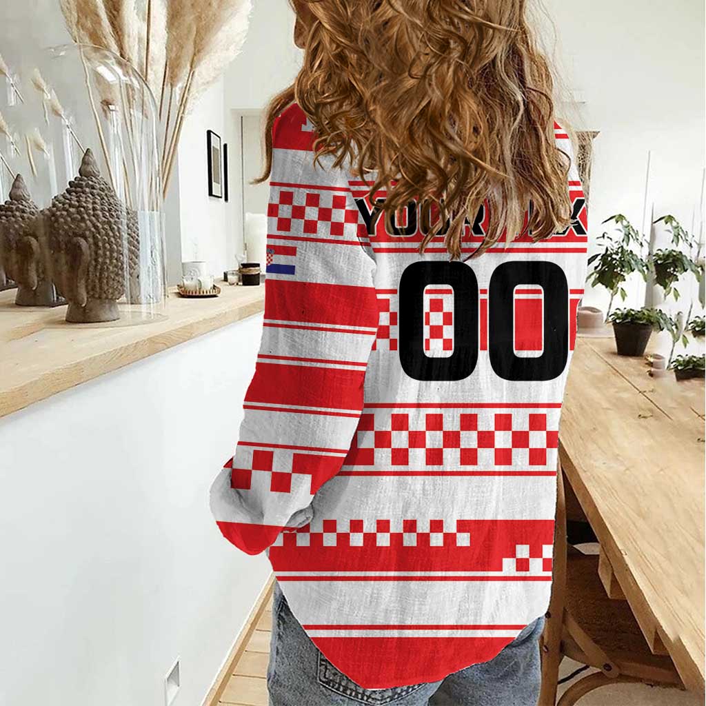Custom World Football Croatia 2026 Women Casual Shirt Vatreni Hrabar Broj - Wonder Print Shop