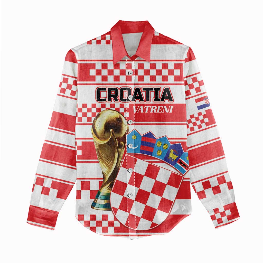 Custom World Football Croatia 2026 Women Casual Shirt Vatreni Hrabar Broj - Wonder Print Shop