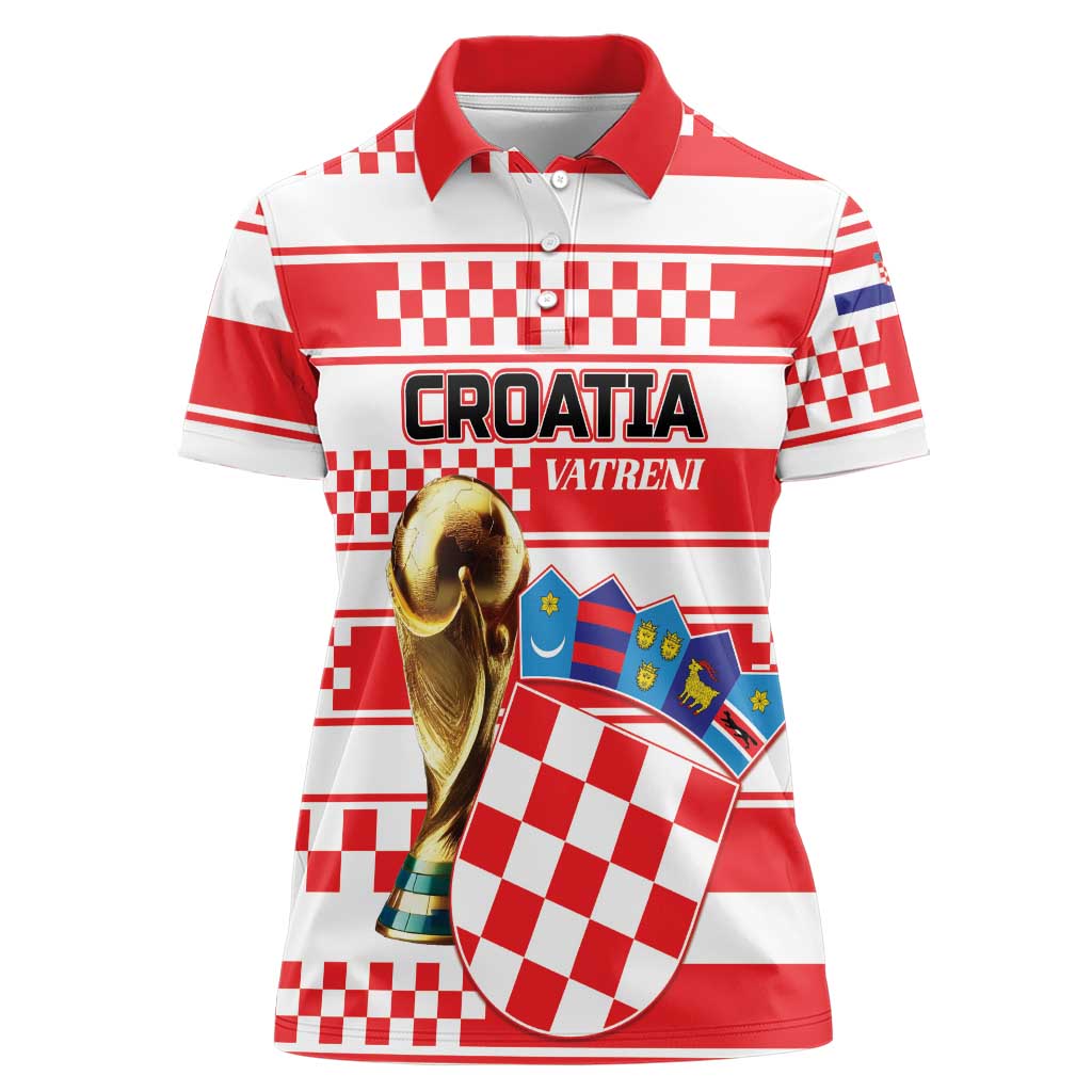 Custom World Football Croatia 2026 Women Polo Shirt Vatreni Hrabar Broj - Wonder Print Shop
