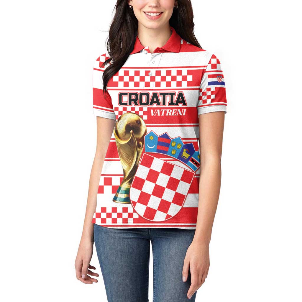 Custom World Football Croatia 2026 Women Polo Shirt Vatreni Hrabar Broj - Wonder Print Shop