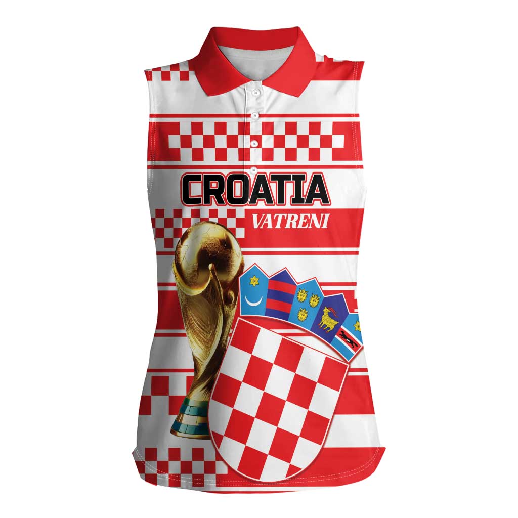 Custom World Football Croatia 2026 Women Sleeveless Polo Shirt Vatreni Hrabar Broj - Wonder Print Shop