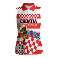 Custom World Football Croatia 2026 Women Sleeveless Polo Shirt Vatreni Hrabar Broj - Wonder Print Shop