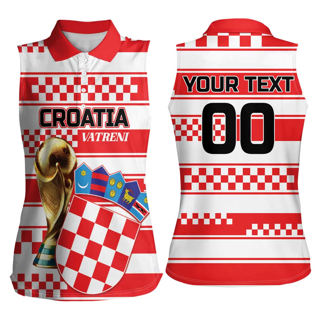 Custom World Football Croatia 2026 Women Sleeveless Polo Shirt Vatreni Hrabar Broj - Wonder Print Shop