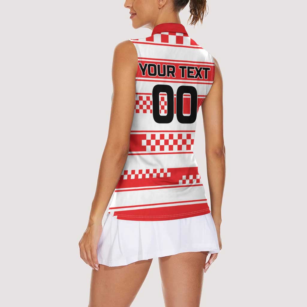 Custom World Football Croatia 2026 Women Sleeveless Polo Shirt Vatreni Hrabar Broj - Wonder Print Shop