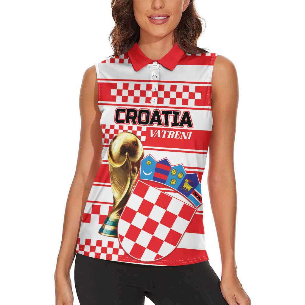 Custom World Football Croatia 2026 Women Sleeveless Polo Shirt Vatreni Hrabar Broj - Wonder Print Shop