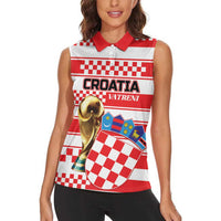 Custom World Football Croatia 2026 Women Sleeveless Polo Shirt Vatreni Hrabar Broj - Wonder Print Shop
