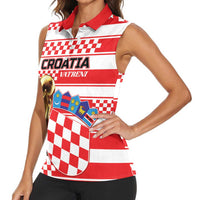 Custom World Football Croatia 2026 Women Sleeveless Polo Shirt Vatreni Hrabar Broj - Wonder Print Shop