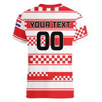 Custom World Football Croatia 2026 Women V-Neck T-Shirt Vatreni Hrabar Broj - Wonder Print Shop