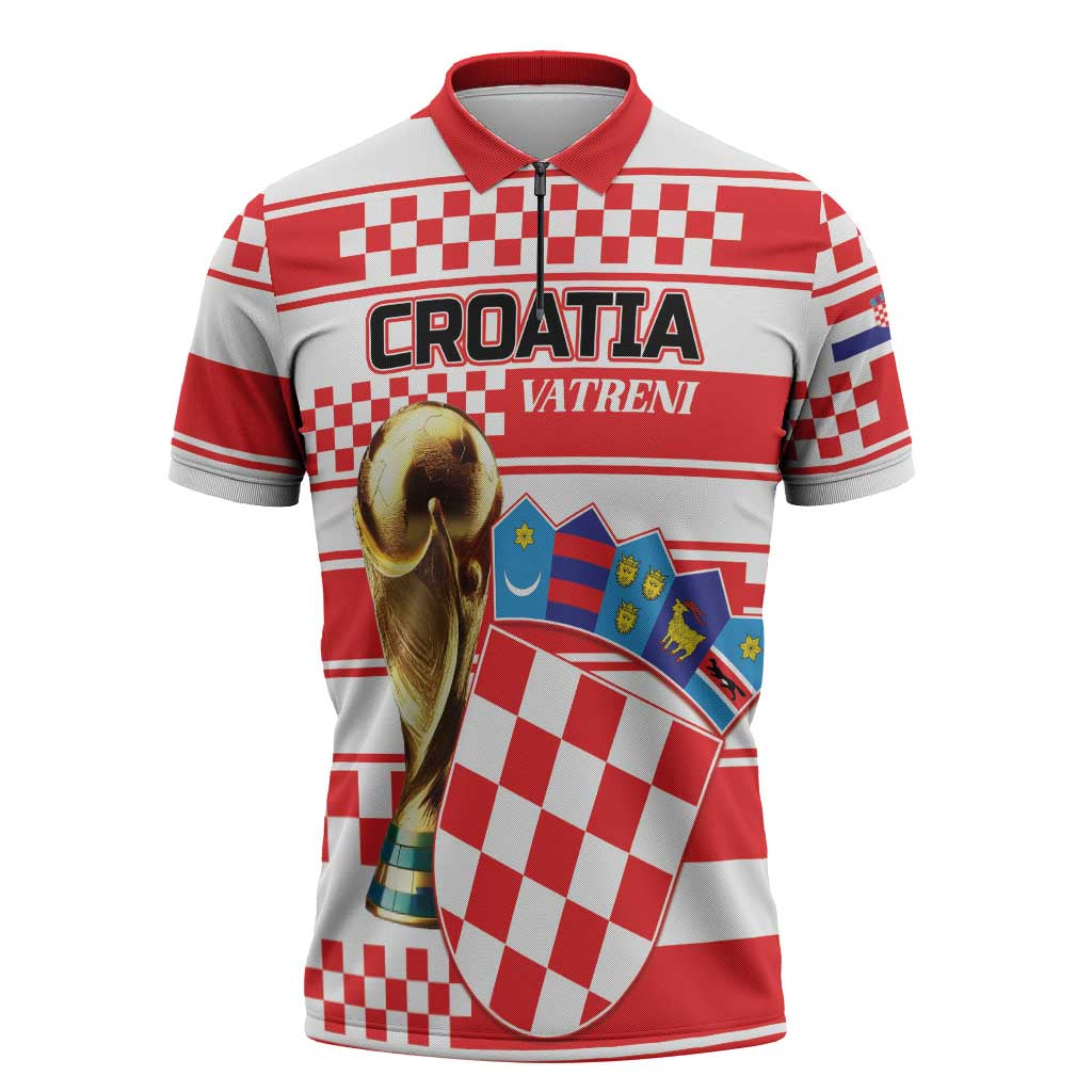 Custom World Football Croatia 2026 Zipper Polo Shirt Vatreni Hrabar Broj - Wonder Print Shop