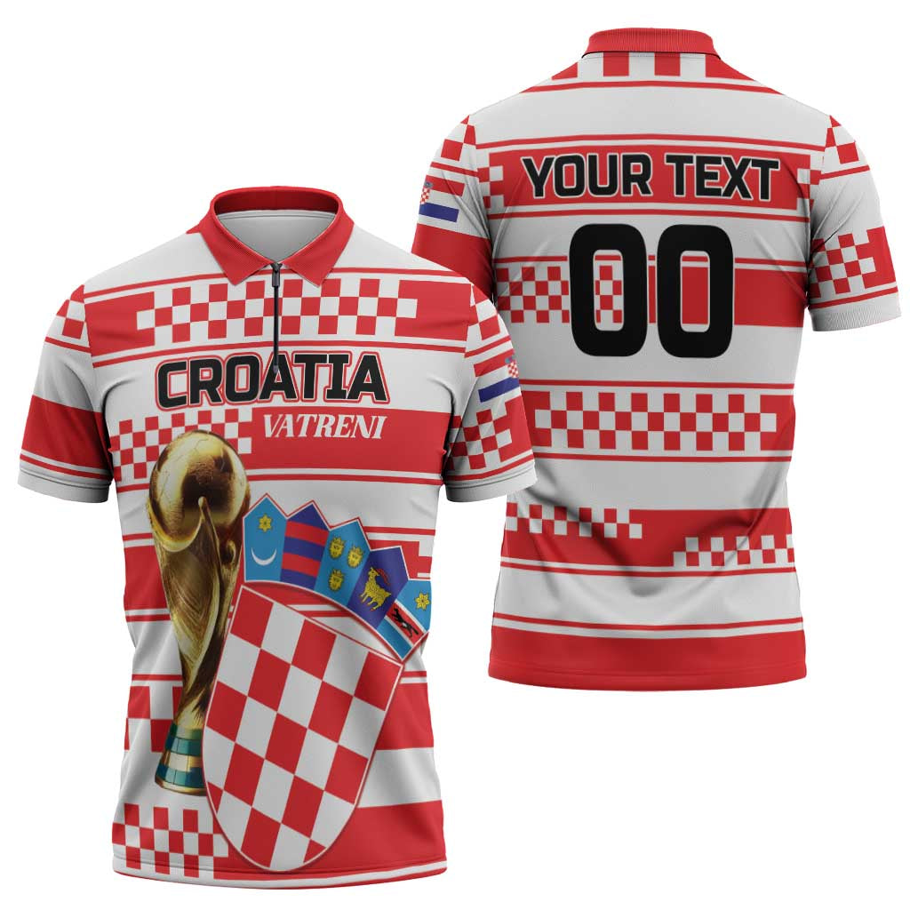Custom World Football Croatia 2026 Zipper Polo Shirt Vatreni Hrabar Broj - Wonder Print Shop