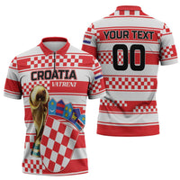 Custom World Football Croatia 2026 Zipper Polo Shirt Vatreni Hrabar Broj - Wonder Print Shop