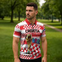 Custom World Football Croatia 2026 Zipper Polo Shirt Vatreni Hrabar Broj - Wonder Print Shop