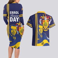Barbados Errol Barrow Day Couples Matching Long Sleeve Bodycon Dress and Hawaiian Shirt Barbadian Father of Independence