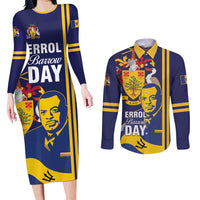Barbados Errol Barrow Day Couples Matching Long Sleeve Bodycon Dress and Long Sleeve Button Shirt Barbadian Father of Independence