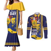 Barbados Errol Barrow Day Couples Matching Mermaid Dress and Long Sleeve Button Shirt Barbadian Father of Independence