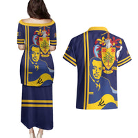 Barbados Errol Barrow Day Couples Matching Puletasi and Hawaiian Shirt Barbadian Father of Independence
