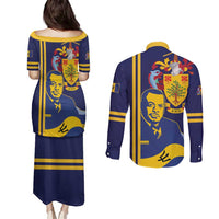 Barbados Errol Barrow Day Couples Matching Puletasi and Long Sleeve Button Shirt Barbadian Father of Independence