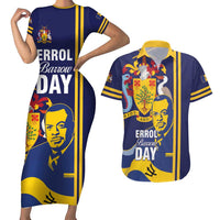 Barbados Errol Barrow Day Couples Matching Short Sleeve Bodycon Dress and Hawaiian Shirt Barbadian Father of Independence