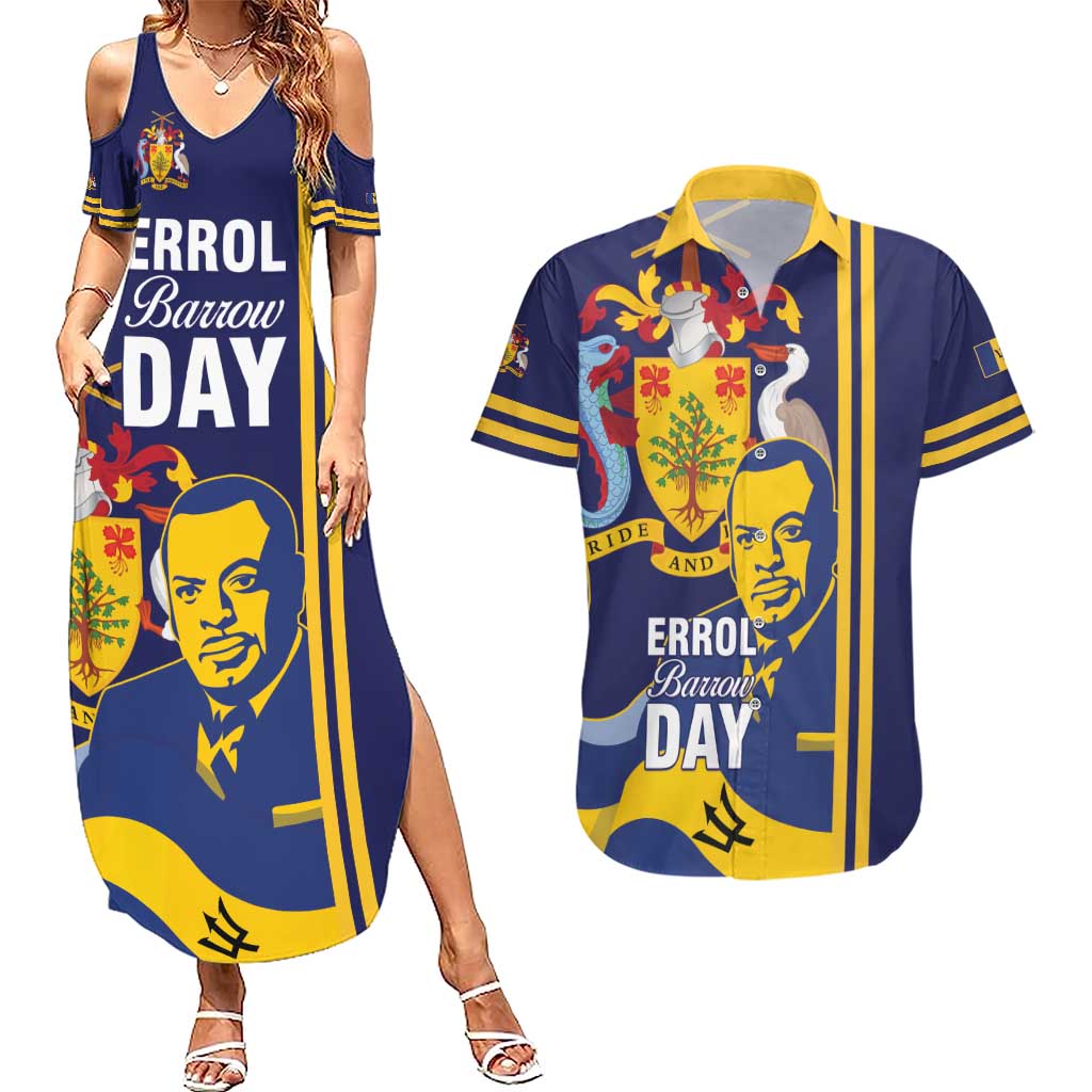 Barbados Errol Barrow Day Couples Matching Summer Maxi Dress and Hawaiian Shirt Barbadian Father of Independence