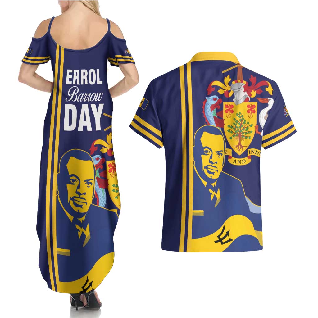 Barbados Errol Barrow Day Couples Matching Summer Maxi Dress and Hawaiian Shirt Barbadian Father of Independence