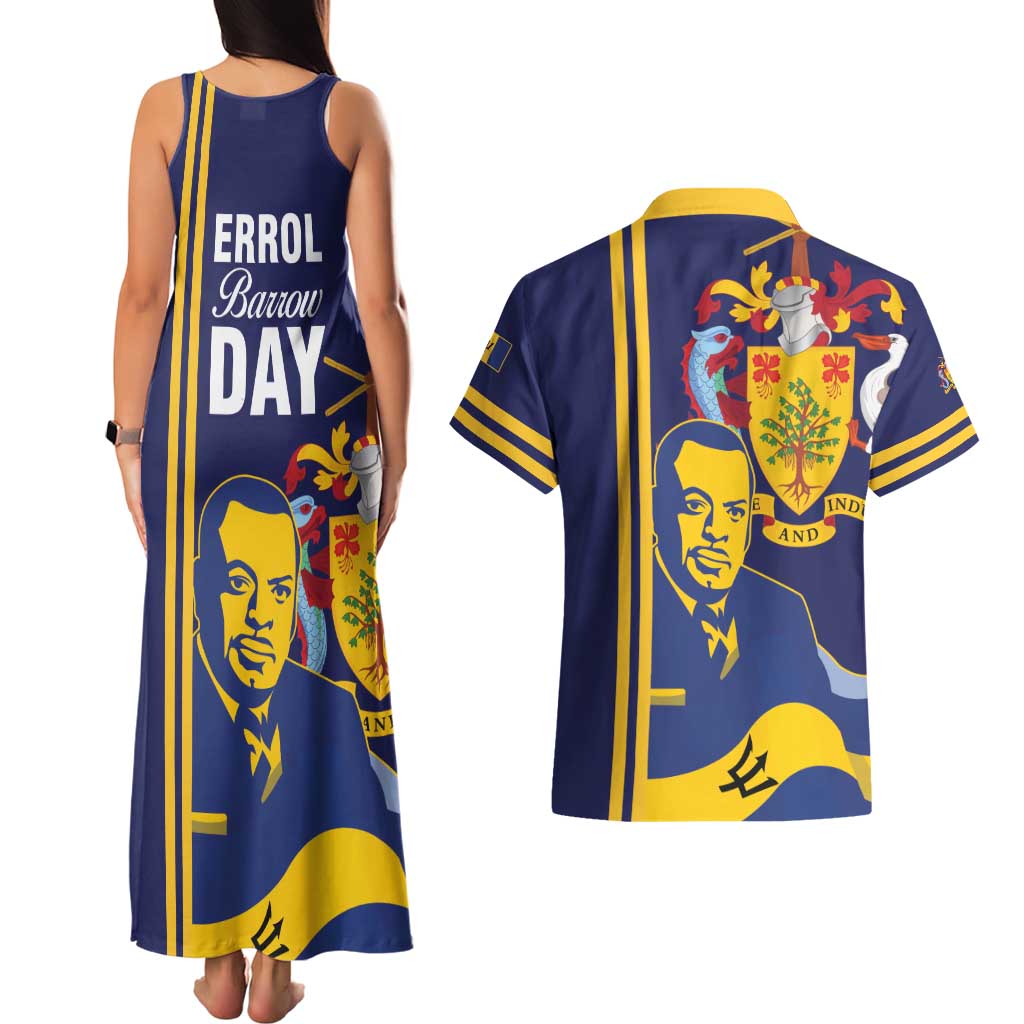 Barbados Errol Barrow Day Couples Matching Tank Maxi Dress and Hawaiian Shirt Barbadian Father of Independence