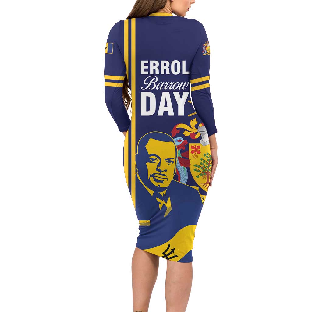Barbados Errol Barrow Day Family Matching Long Sleeve Bodycon Dress and Hawaiian Shirt Barbadian Father of Independence