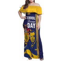 Barbados Errol Barrow Day Family Matching Off Shoulder Maxi Dress and Hawaiian Shirt Barbadian Father of Independence