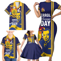 Barbados Errol Barrow Day Family Matching Short Sleeve Bodycon Dress and Hawaiian Shirt Barbadian Father of Independence