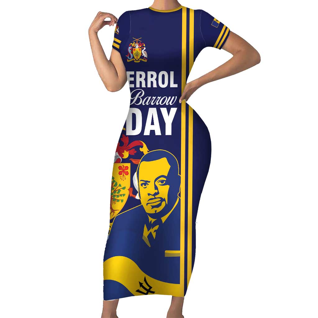 Barbados Errol Barrow Day Family Matching Short Sleeve Bodycon Dress and Hawaiian Shirt Barbadian Father of Independence