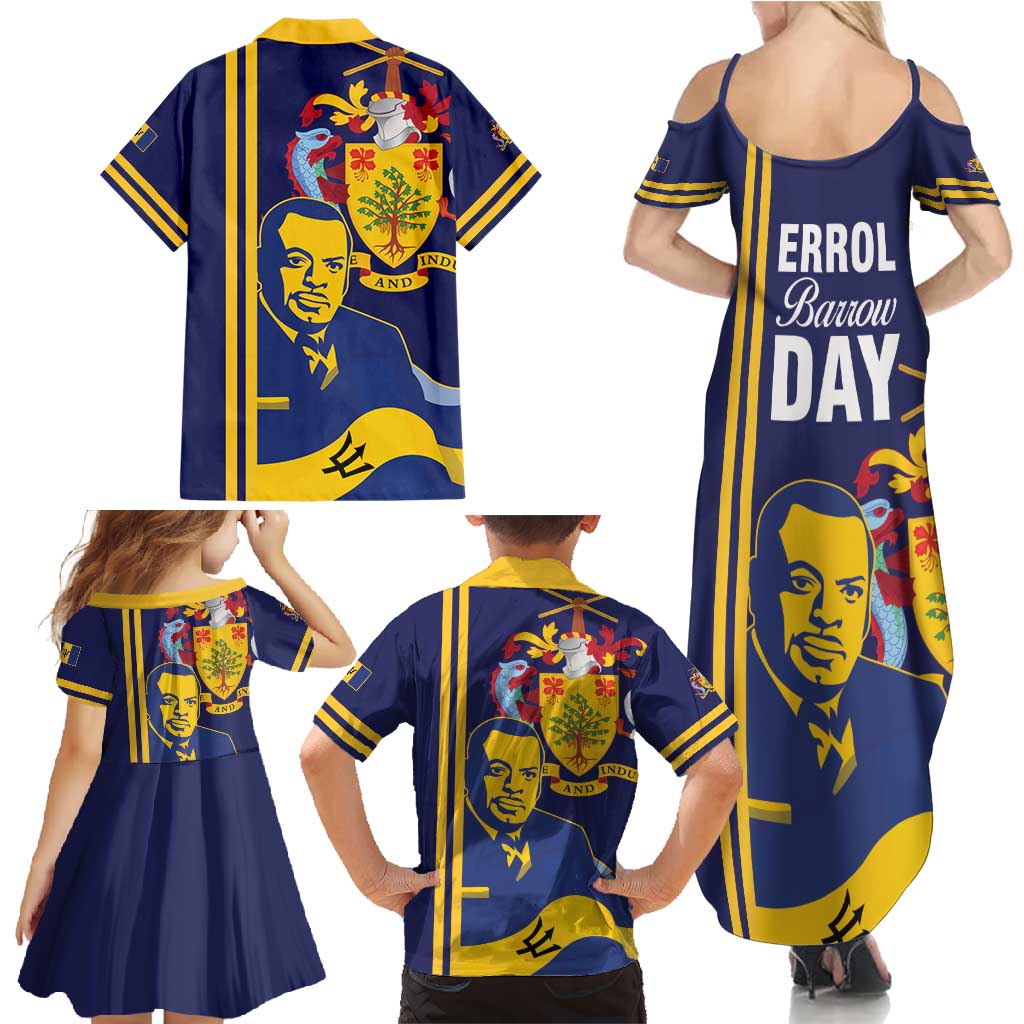 Barbados Errol Barrow Day Family Matching Summer Maxi Dress and Hawaiian Shirt Barbadian Father of Independence