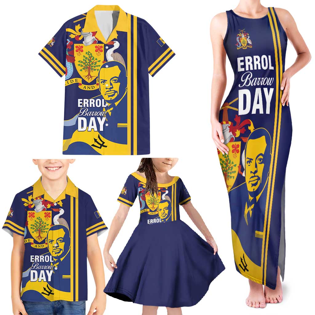 Barbados Errol Barrow Day Family Matching Tank Maxi Dress and Hawaiian Shirt Barbadian Father of Independence