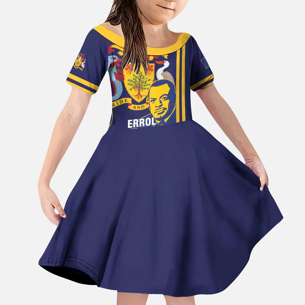Barbados Errol Barrow Day Kid Short Sleeve Dress Barbadian Father of Independence