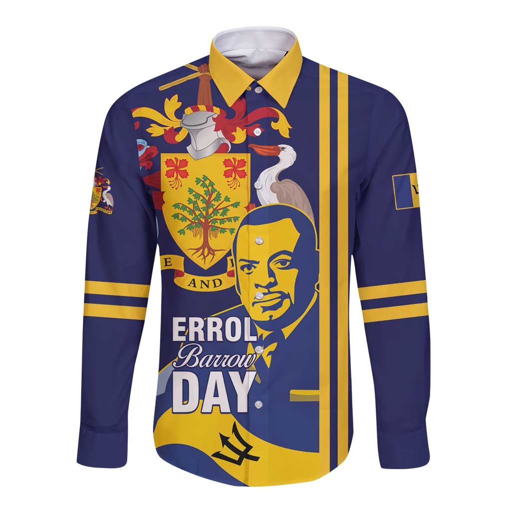 Barbados Errol Barrow Day Long Sleeve Button Shirt Barbadian Father of Independence