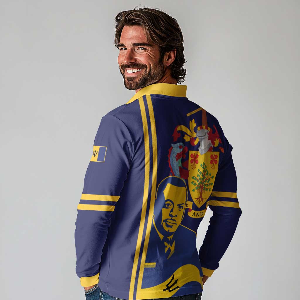 Barbados Errol Barrow Day Long Sleeve Polo Shirt Barbadian Father of Independence