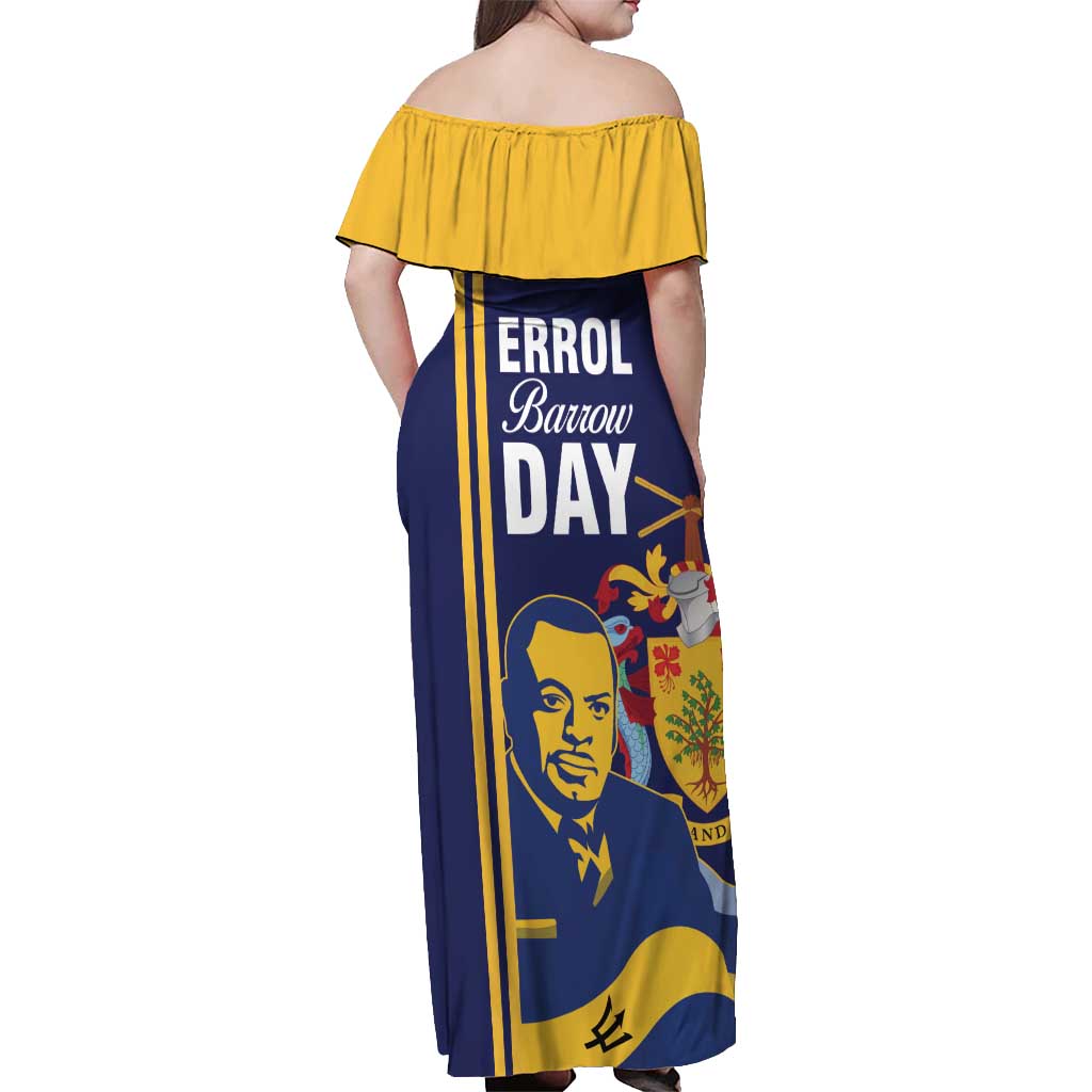 Barbados Errol Barrow Day Off Shoulder Maxi Dress Barbadian Father of Independence