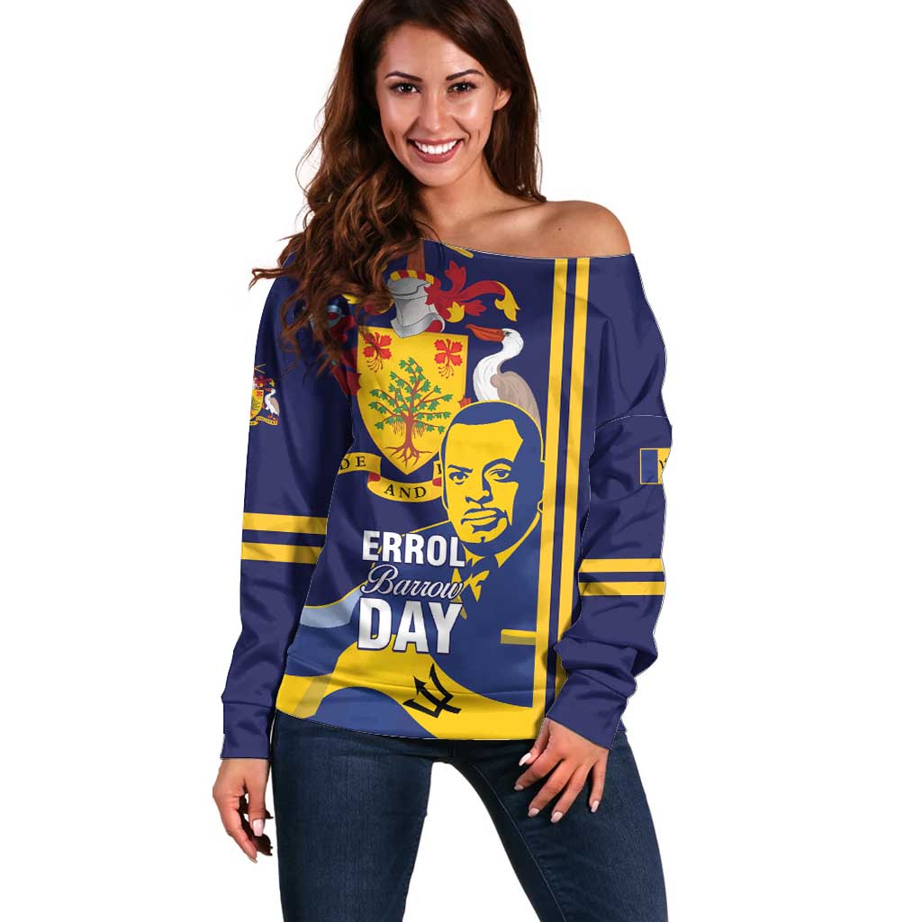Barbados Errol Barrow Day Off Shoulder Sweater Barbadian Father of Independence