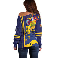 Barbados Errol Barrow Day Off Shoulder Sweater Barbadian Father of Independence