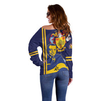 Barbados Errol Barrow Day Off Shoulder Sweater Barbadian Father of Independence