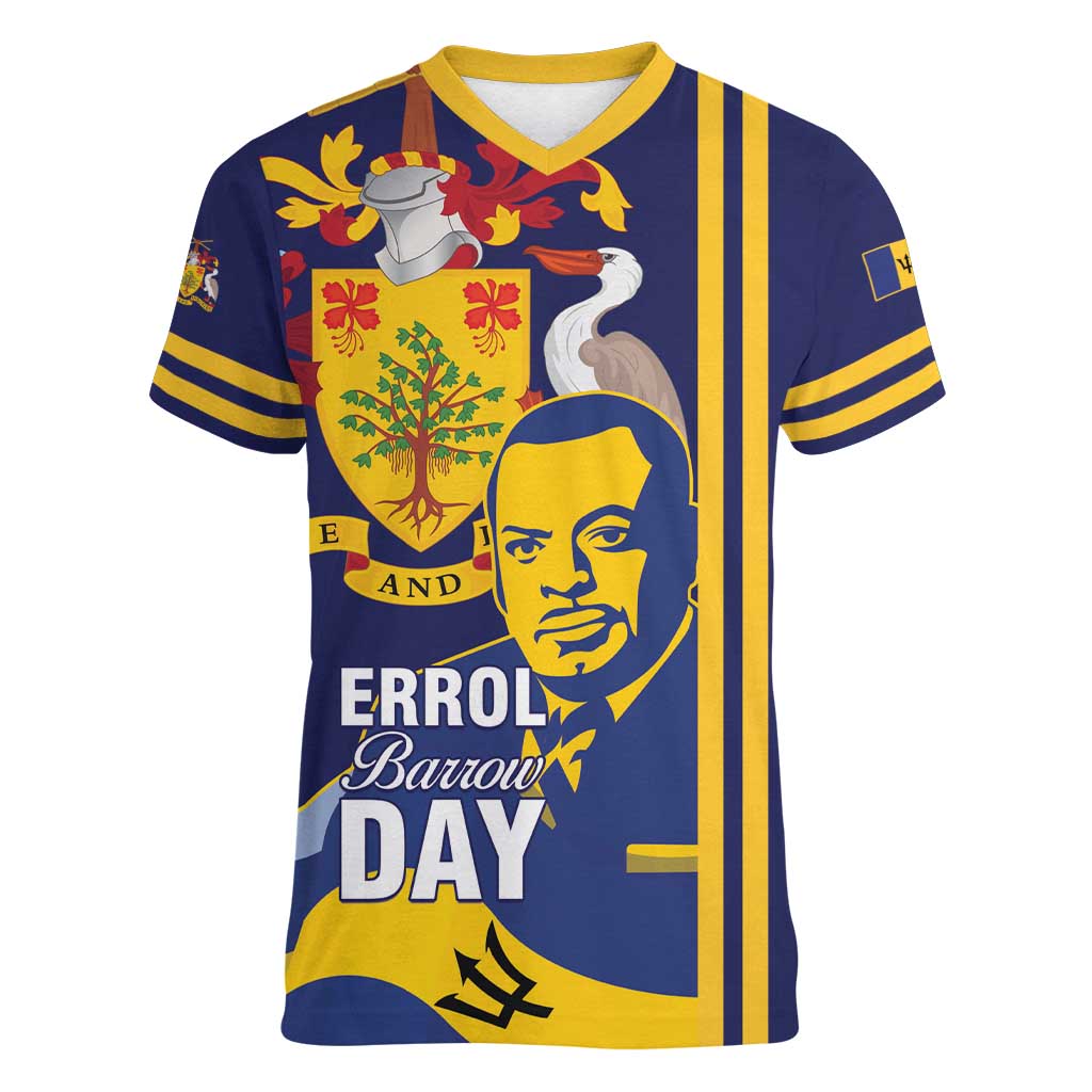 Barbados Errol Barrow Day Women V-Neck T-Shirt Barbadian Father of Independence - Wonder Print Shop