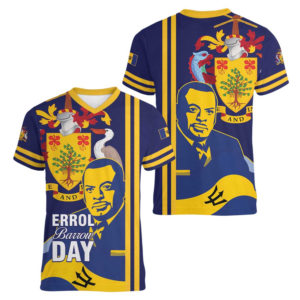 Barbados Errol Barrow Day Women V-Neck T-Shirt Barbadian Father of Independence - Wonder Print Shop