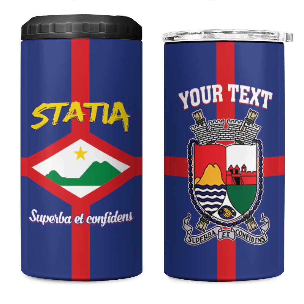 Personalised Statia 4 in 1 Can Cooler Tumbler Sint Eustatius Coat Of Arms