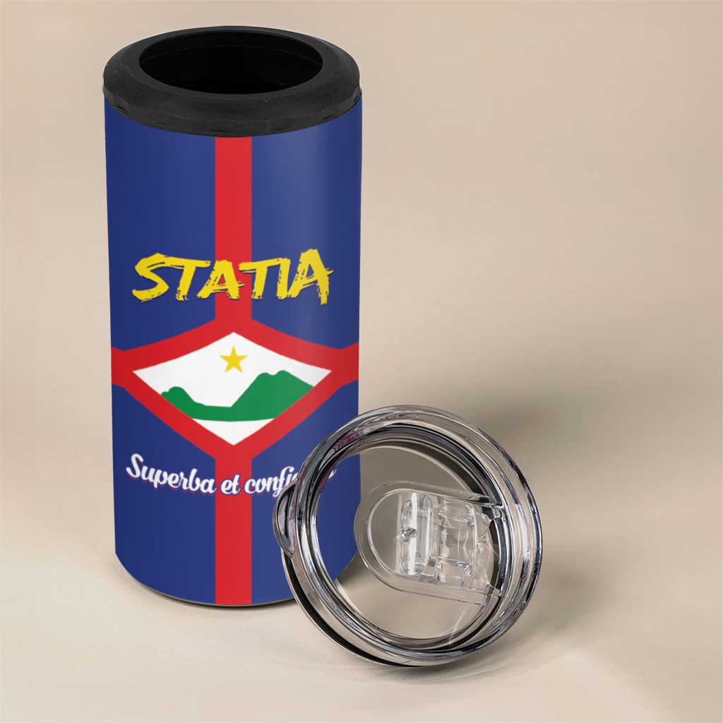 Personalised Statia 4 in 1 Can Cooler Tumbler Sint Eustatius Coat Of Arms