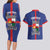 Personalised Statia Couples Matching Long Sleeve Bodycon Dress and Hawaiian Shirt Sint Eustatius Coat Of Arms