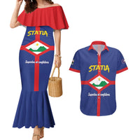 Personalised Statia Couples Matching Mermaid Dress and Hawaiian Shirt Sint Eustatius Coat Of Arms