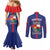 Personalised Statia Couples Matching Mermaid Dress and Long Sleeve Button Shirt Sint Eustatius Coat Of Arms